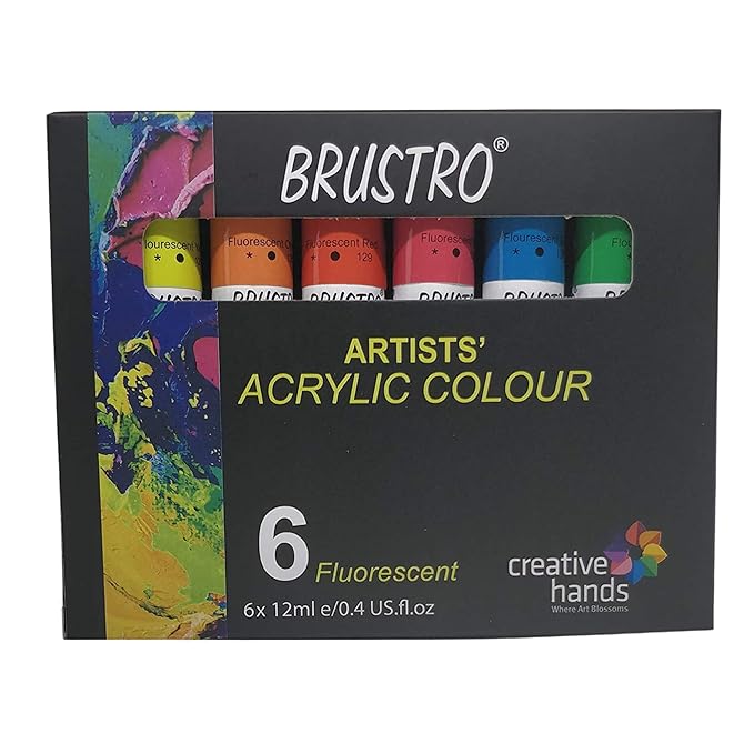 Brustro Artists Acrylic Colour Paint Set of 6 Fluorescent Colours