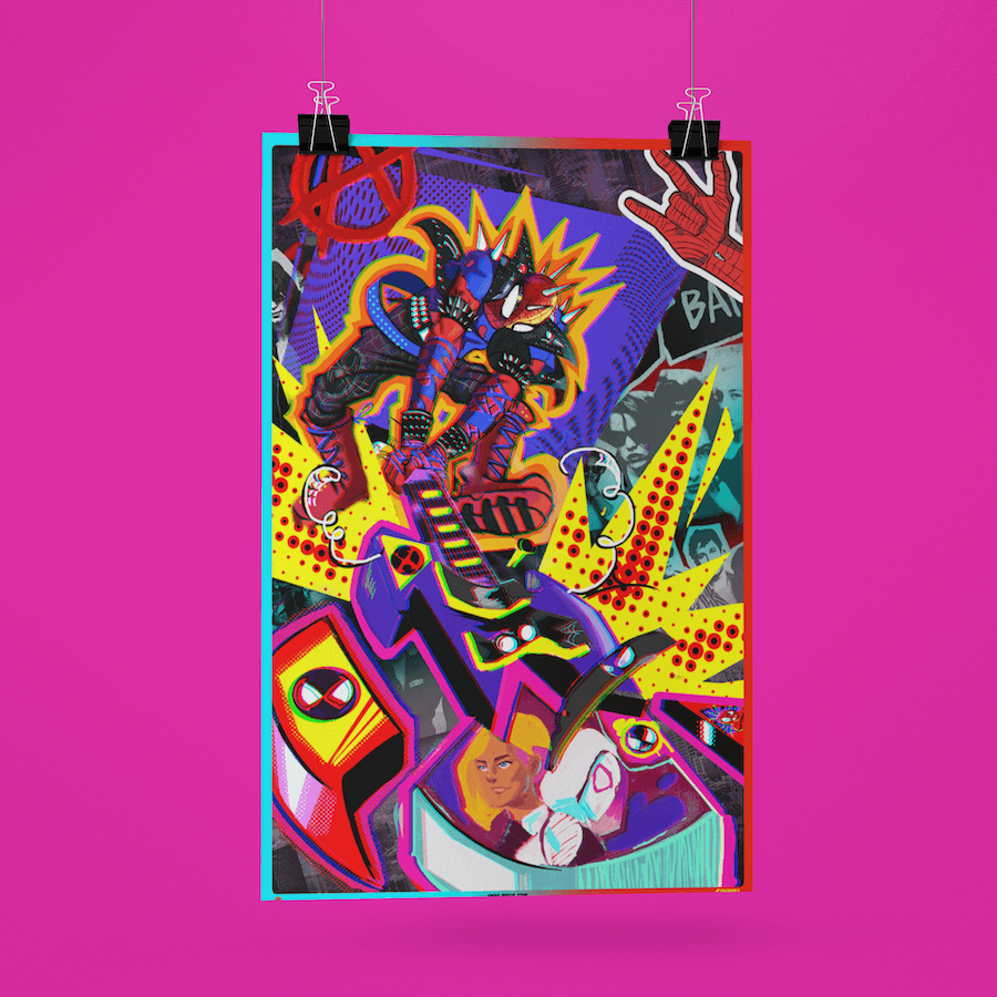 Spider Punk Poster FRAMED Image